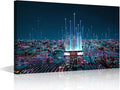 TUMOVO AI Wall Art Painting Digital Age Bedroom Living Room Wall Decor CPU Concept Framed Modern Pictures Virtual Space Canvas Prints Artwork for Wall Decor Bathroom Office Decorations, 18x12in