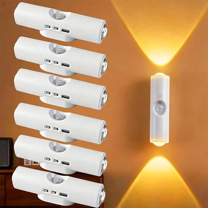 2026 New Rechargeable Smart LED Motion Sensor Ambient Light, RGB Gradient Ambient Light, Punch Free Magnetic Color Chang Motion Sensor Lights Stairs for Wardrobe, Cabinet (3 Colors*6)