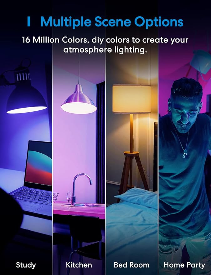 Meross Smart Light Bulb, BR30 Flood WiFi LED Bulbs Compatible with Apple HomeKit, Alexa, Google Assistant & SmartThings, Dimmable E26 Multicolor 2700K-6500K RGBCW, 1300 Lumens 100W Equivalent, 1 Pack