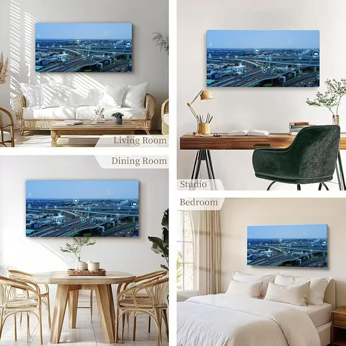 Wibinuki Wall Art Wall Decor Wall Paintings Transportion and technology ITS (Intelligent Transport Systems). for Living Room Bedroom Bathroom Home Decor Can Be Hung Directly 20"x 40"