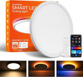 Smart LED Ceiling Light Flush Mount,16 Inch RGB, Dimmable 3000K-6500K, Night Light 2000K, Compatible with Alexa, Google, Tuya