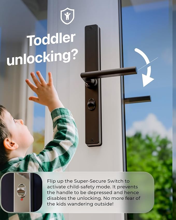 Electronic Smart Door Lock Fingerprint Door Lock with Keypad，Smart Lock for Front Door Children Proof IC Card, App Control & Mechanical Key