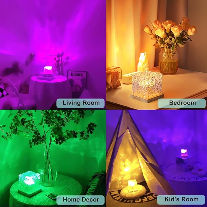 2Pack Aurora Ocean Wave Lights Projector, Cordless Rechargeable 16 Colors 4 Modes Northern Lights Dimmable Ambient Mood Lighting,Color Changing Night Light for Bedroom Shower (Large)