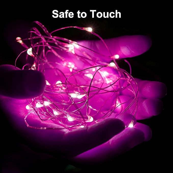 ZGWJ Fairy Lights Battery Operated, 8 Pack Pink LED String Lights 20 LED 7FT Waterproof 3 Lighting Modes for Valentines Day, Bedroom Decor, Halloween, Christmas, Party Indoor and Outdoor Decoration