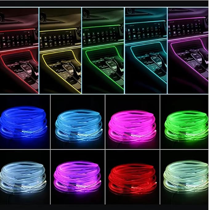 Car LED Lights Interior, 7-Color Voice-Activated LED Strip Lights, Automotive Trim for Dashboard Monitor Eaves Shelf Courtyard Bedroom Living Room TV