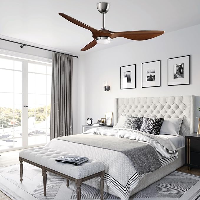 reiga 52 Inch ETL Listed High CFM Quiet DC Motor Smart Ceiling Fans with Lights Remote Control, Indoor 3 Blade Modern Ceiling Fan for Living Room Bedroom