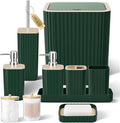 XLHOMO Bathroom Set - Elegant Green Bathroom Set, 10PC Green Bathroom Accessories Set, Bathroom Sets with Toilet Brush, Bathroom Trash Can