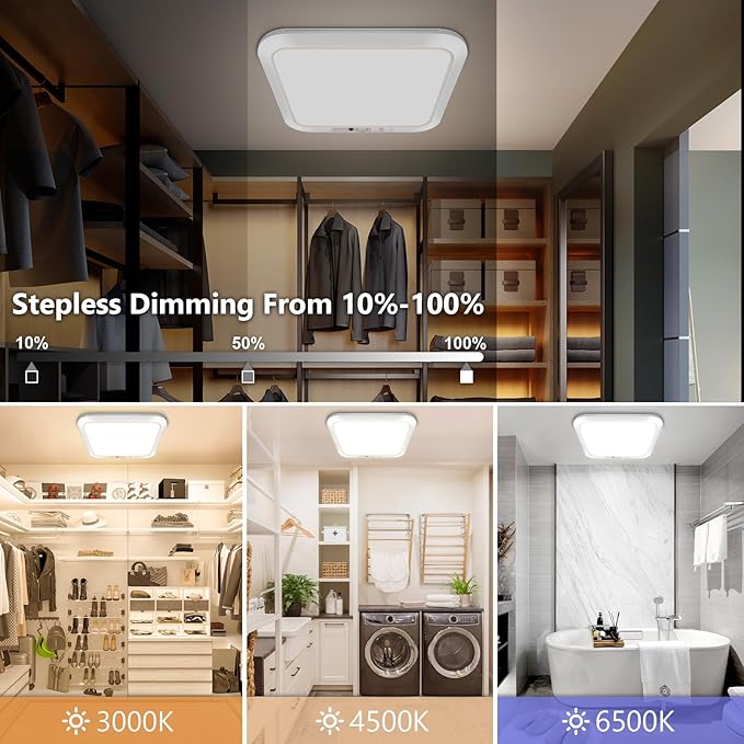 Rechargeable Motion Sensor Closet Light with Remote, Wireless Battery Operated Ceiling Light Magnetic Mount, Rechargeable LED Shower Light No Wiring for Indoor, Shower, Stairs, Shed, Hallway, Porch