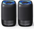 2 Packs of Air Purifiers for Home Bedroom, H13 Quiet HEPA Filter for Dust Pollen Smoke Odors, with Fragrance Sponge Night Light Vital Breeze Timer 22dB, Office Desktop Small Room, DH-JH12 Black