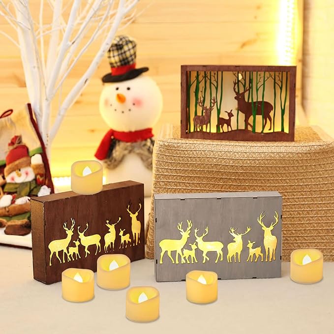 CANDLE IDEA 12 PCS Flameless Timer Tea Lights Candles, 6 Hours On and 18 Hours Off Per Cycle, Battery Operated Flickering LED Tealight Votive with Timer for Outdoor Halloween Pumpkin Decorations