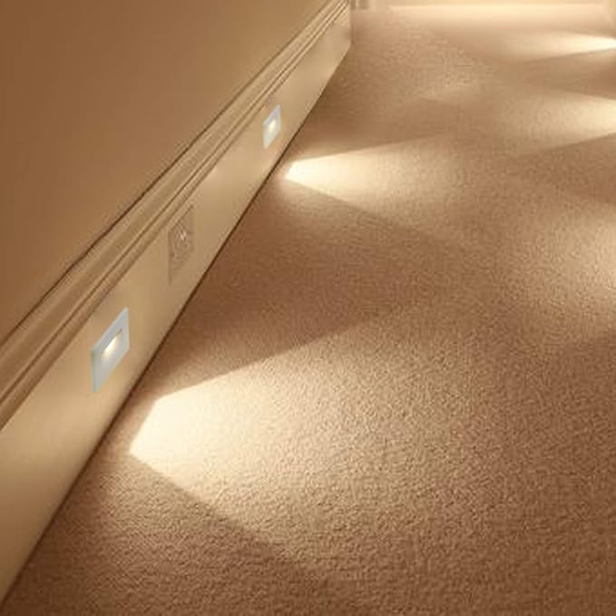 Ciata LED Stair Lights - 3 CCT Options (3000K/4000K/5000K) | 3 Watt Step Lights for Indoor and Outdoor Stairs | Ideal for Home Theater and Outdoor Stairway Lighting | White Finish, Horizontal