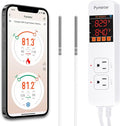 WiFi Temperature Controller with Dual Probes, Smart Digital Thermostat with Two Outlets for Reptile Heat Mat, Greenhouse Seedlings, Homebrew Fermentation, Cooling Fan, Remote App Control