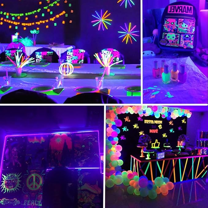 BlackLights LED Rope Strip Lights, 110V Outdoor Black Lights Kit, Waterproof 432LEDs 40FT Flexible Purple Rope Light for Birthday Halloween Stage Fluorescent Dance Party Home Decoration