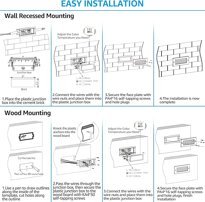 LEONLITE Update 5CCT LED Step Lights 120V-277V, Dimmable 4.5W 300LM Anti-Glare LED Deck Steps Stair Lights Outdoor, 1800K2700K3000K4000K5000K, CRI 90 & ETL, IP65 Waterproof, Oil Rubbed Bronze
