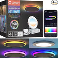 Lumary RGBAI Smart Recessed Lighting 4 Inch with Gradient Accent and Night Ring, 9W 780LM WiFi Canless Wafer Downlight with Junction Box, LED Downlight Work with Alexa/Google Assistant/Siri, 4PCS