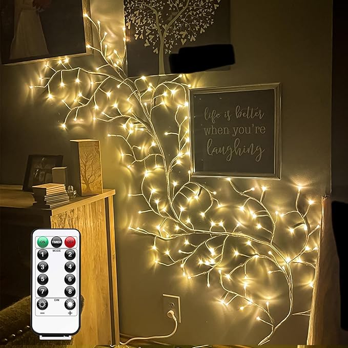 Willow Vine Lights with Remote for Wall: 7.5ft LED Enchanted Vines Lights DIY White Birch Tree Light for Room and Home Decor - Flexible Lighted Branches Light for Halloween & Christmas Decorations