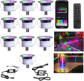 Sumaote Recessed Smart Deck Lights Kit, 10 Pack Ø 1.77" RGBW+IC Multicolor Dynamic Low Voltage Landscape Lights IP67 Waterproof Outdoor for Garden Yard Path Ground Stairs