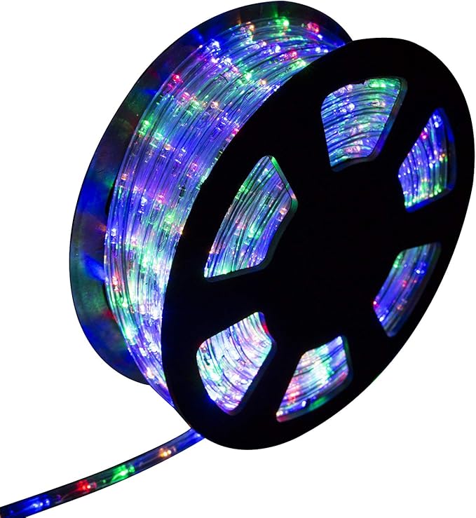 Ainfox LED Rope Light, 100Ft 1080 LEDs Indoor Outdoor Waterproof LED Strip Lights Decorative Lighting Kit (Colorful)