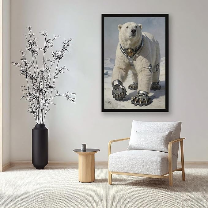 Framed Futuristic Fantasy Wall Art for Living Room TV Wall Modern Tech Style Home Decor 20x30in