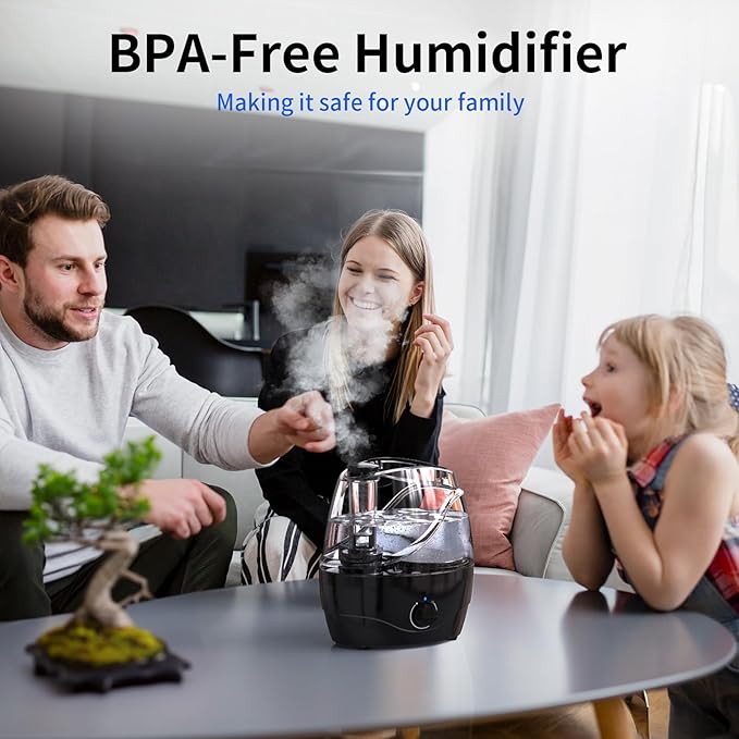 Humidifiers for Bedroom and Large Room, 2.2L Cool Mist Humidifier for Baby, 30 Hours with Whisper-Quiet Operation, Adjustable 360° Rotation Nozzle, Night Light Function, BPA Free