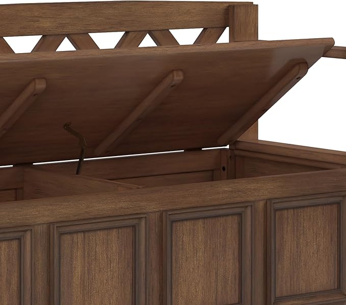 SIMPLIHOME Amherst Entryway Storage Bench - 48 inch Wide Solid Wood Hallway Seat in Rustic Natural Aged Brown, Transitional Bench for Entryway or Living Room with Lift-Up Lid and Spacious Storage