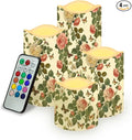 Retro Rose Flameless Candles with Remote Color Changing Battery Operated Pillar Candles with Flickering Flame Electric Fake Plastic Candles Tea Light Living Room Dining Table Decor