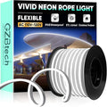 GZBtech Flexible LED Neon Rope Lights 82FT,AC 110-120V Waterproof Strip Light, 120 LEDs/M Cuttable Connectable Neon Lighting for Indoor Outdoor Home Decor/Commercial Use-Cold White 25M, ETL Listed