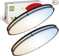 ASD LED 24" Oval Flush Mount Lighting, Close to Ceiling Light Fixture | 5CCT, Dimmable, ETL Listed | 38W 3289LM 2700-5000K 120V | Low Profile Double Ring Lamp | Dark Bronze, 2 Pack