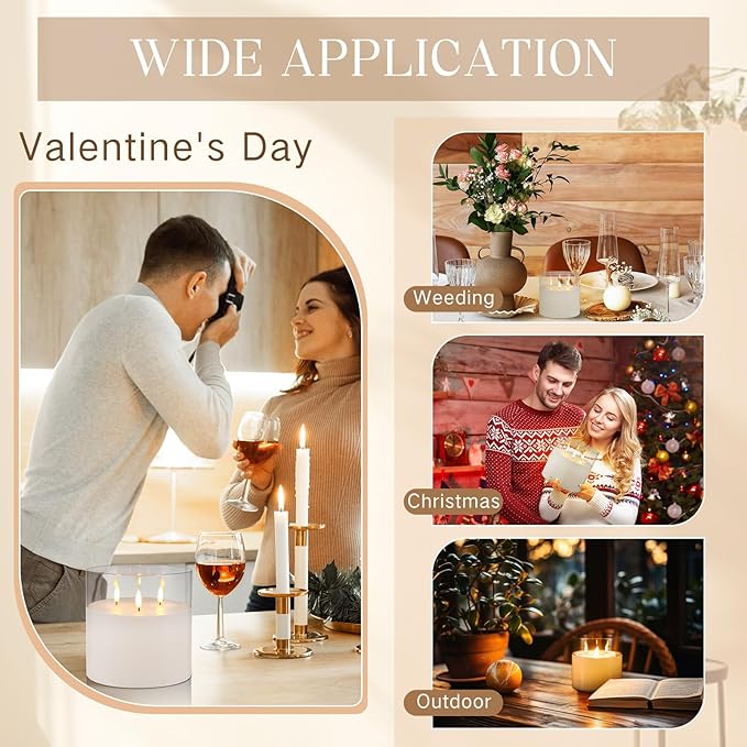 Retisee 6'' x 6'' Extra Large Flameless Candles, 3 Wick Glass Large Candles with Remote Control and Timer Function, Real Wax LED Pillar Flickering for St. Patrick's Spring Party Decor(Clear,1 Pcs)