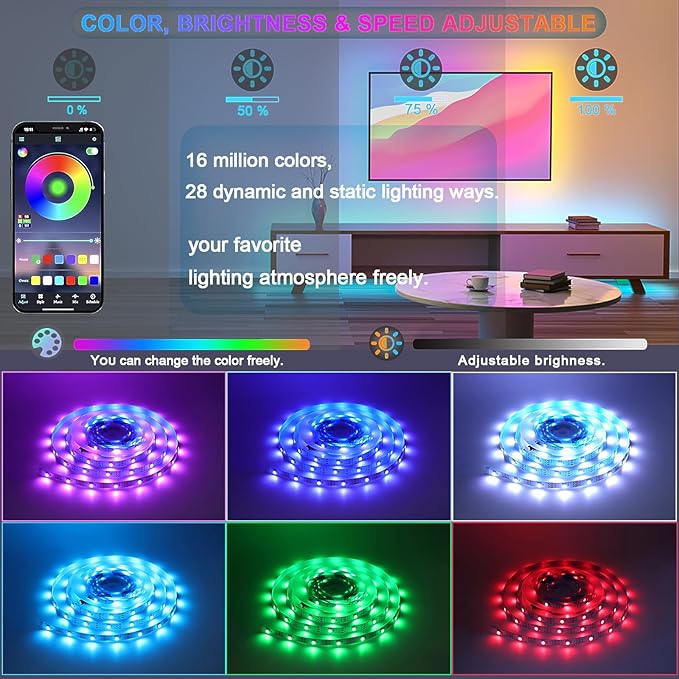 LED Strip Light Motion Sensor Under Bed Lights 2*9.84FT RGB,Remote/APP Control/Dimmable/Music Sync/Auto-Off Timer/Motion Activated Led TV Night Light for Bed Stair Cabinet Party Desk Wardrobe,Decorate