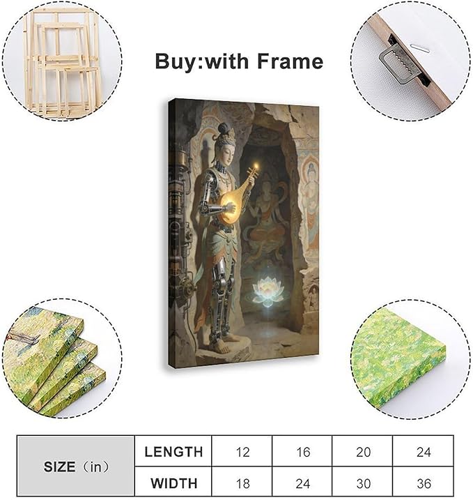Framed Steampunk Mechanical Fairy Wall Art - Cultural Retro-Futuristic Poster for Home Office Bedroom Decor 20x30inch(50x75cm)