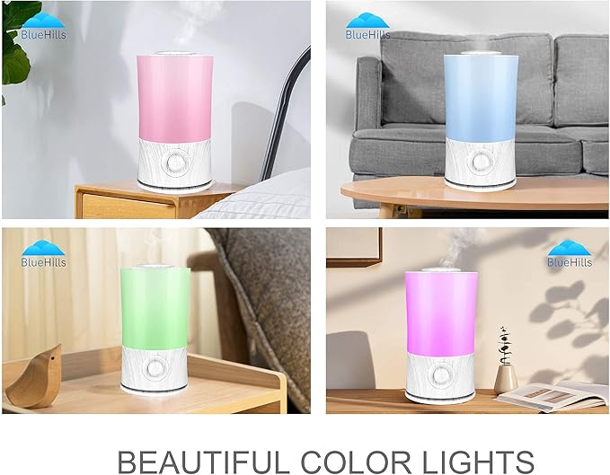 BlueHills Premium Large 2300 ML and 2500 ML XL Essential Oil Diffusers Humidifier Combo Set of 2 for Large Room Home with Décor LED Lights Great Gift – Value Pack of White