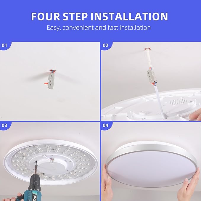 HOREVO LED Bluetooth Ceiling Light with Speaker Remote Control‌ Dimmable RGB Color Changing, Modern Flush Mount for Living Room, Bedroom, Kitchen, Laundry，Silver 16inch