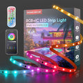 Shine Decor IP68 LED Strip Light 16.4 FT, DC 24V RGB+IC LED Strip Lights, Outdoor Rope Lights with Remote APP Control Music Sync, Color Chasing LED Lights Strip for Chrismas, Pool, Home Decor