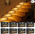VOLISUN Motion Sensor Stair Light Rechargeable 8 Pack, Night Lights 3 Modes & 3 Color Temperatures, Magnetic Rechargeable Stick-On Lights for Stairs, Hallway, Cabinet(Black)