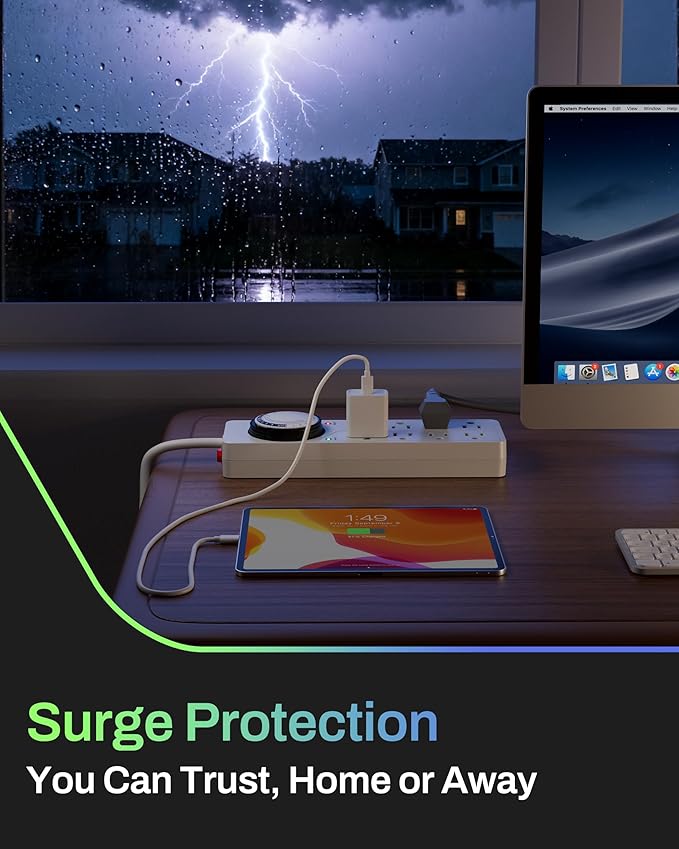 BN-LINK 8 Outlet Surge Protector with Mechanical Timer, 4 Timed & 4 Always-On Outlets, ETL Listed, 4ft Cord, 1875W, for Aquarium, Grow Lights, Christmas Decor, White