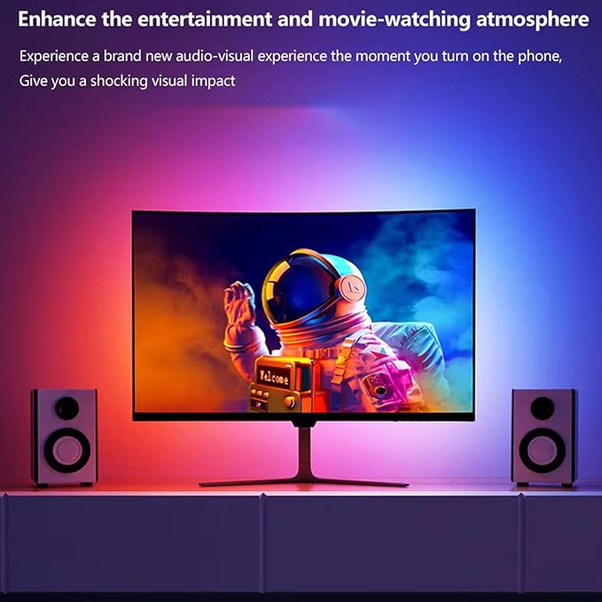 Heayzoki Screen Sync RGB Light Strip for 27 Inch Monitor, 16 Million Colors, USB Powered PC Gaming Ambient Backlight Music Mode PC Client Control, 65 LED Beads