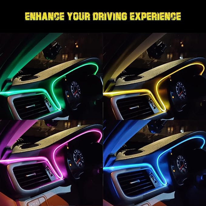 Interior Car LED Strip Lights, RGB USB Car Ambient Lighting with Wireless APP & Remote Control, Car Accessories Fiber Optifc Lights Sync to Music (5 LED/276 inches)