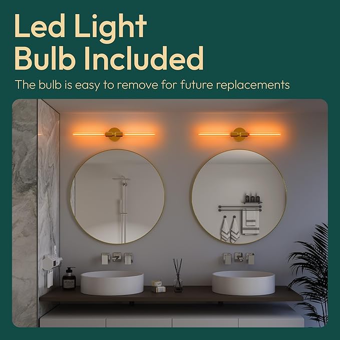 ALAMPEVER Modern Linear Wall Sconce with LED Bulb Included, Dimmable Minimalist Wall Light for Bathroom, Bedroom, Living Room & Hallway, 1 Pack