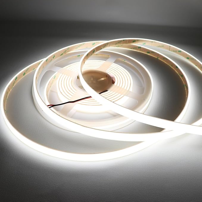 COB White LED Strip Lights, 6000K 528LEDs/M 90Ra+ DC12V Silicone Tube LED Lights Strips, Outdoor Waterproof IP67 Linear COB LED Tape Lights for Boats Interior Deck Cabin, Wheel, Cabinet Lights