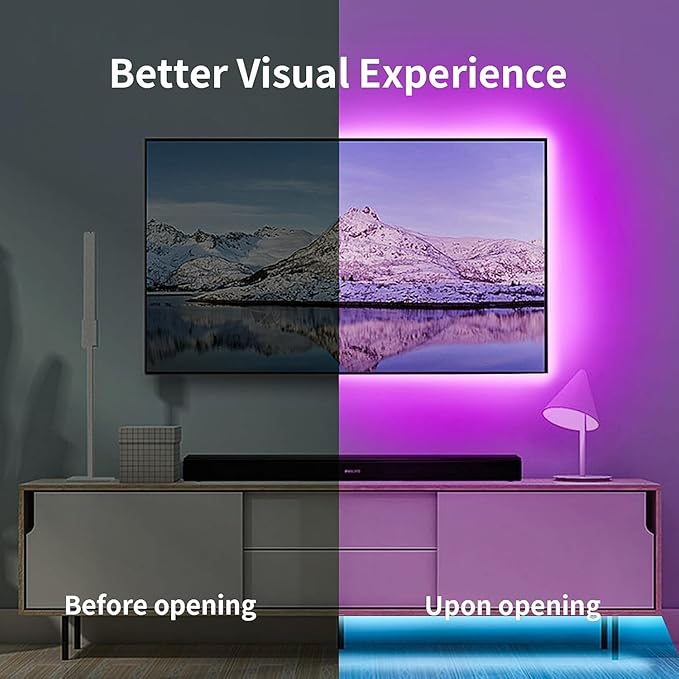 KSIPZE LED Lights for TV, 16.5ft TV led Backlight for 45-75 Inch TVs RGB TV Backlight Behind Music Sync Smart APP & Button Control TV LED Strip Lights USB Powered for Bedroom/Gaming