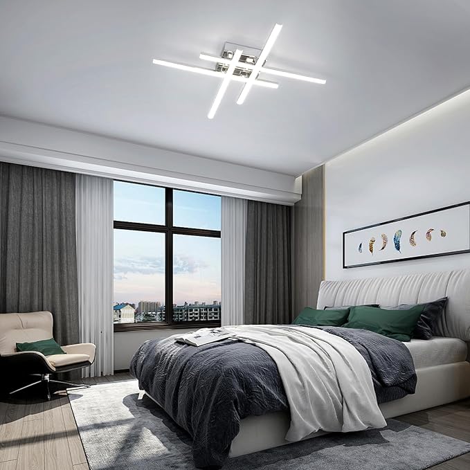 CANEOE Modern LED Ceiling Light Fixture 38W Dimmable Flush Mount Ceiling Light with Remote Sliver Close to Ceiling Lamp for Bedroom Living Room Kitchen Modern Light Fixtures Ceiling