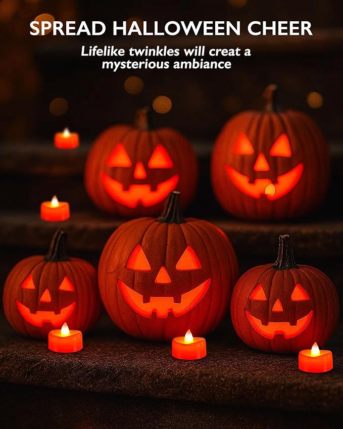 BEICHI Flameless Candles, Tea Lights Battery Operated, No Flickering Votive Candles LED Tea Lights for Halloween Christmas Wedding Home Decor (50 Pack, Red)