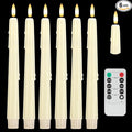Dripless Real Wax Flameless Taper Candles with Remote Timer,Battery Operated LED Candles Set with 3D Flickering Flame,9.6" Realistic Dripless Candlesticks for Wedding Home Decor,6 Pack Ivory