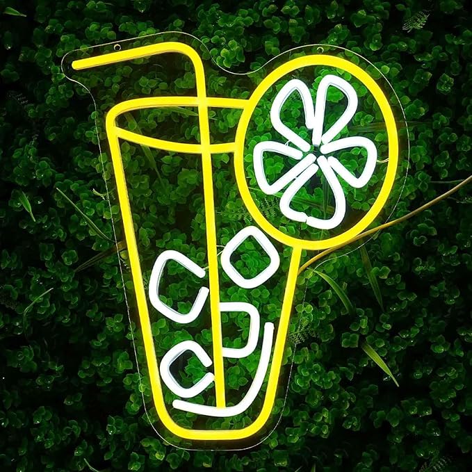 Juice Neon Sign for Wall Decor, Dimmable Yellow Neon LED Lights Signs for Bar Man Cave, Neon Light Up Signs for Bedroom Pub Bar Accessories Decorations Aesthetic, Birthday Neon Sign Gifts