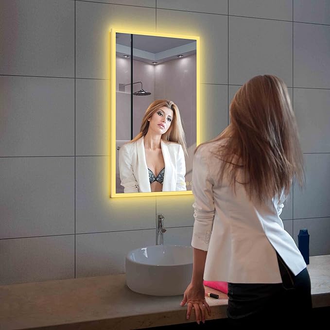 Blossom 21x36 LED Mirror for Bathroom | Backlit LED Vanity Mirror with Anti-Fog, Stepless Dimmable & 3 Color Temperature | Lighted Mirrors for Bathroom Wall | Smart Vanity Makeup Mirror with Lights