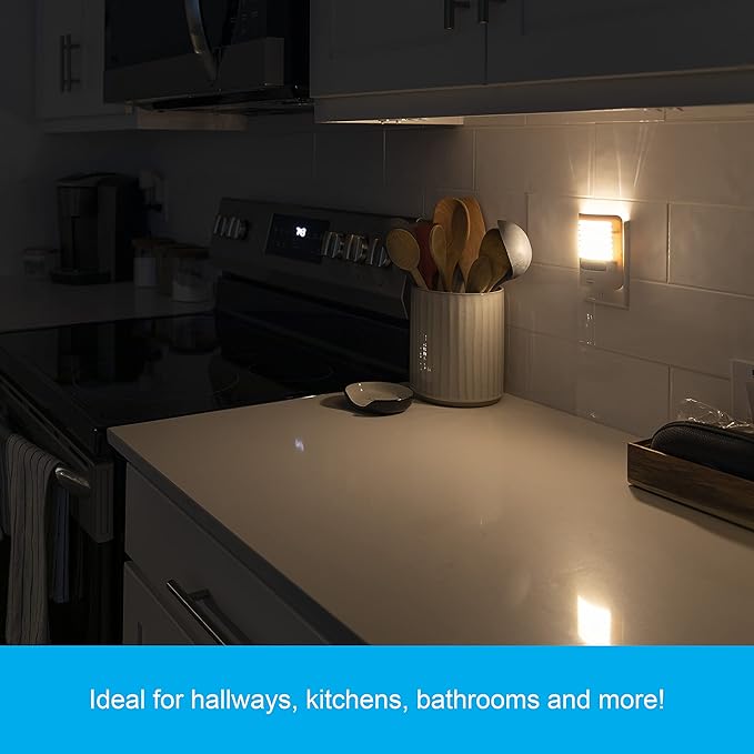 GE LED Night Light, Motion Sensing, Dimmable, Louver Shade, White, Plug-in, UL-Certified, Ideal Nightlight for Bedroom, Bathroom, Kitchen, Hallway and More, 67555