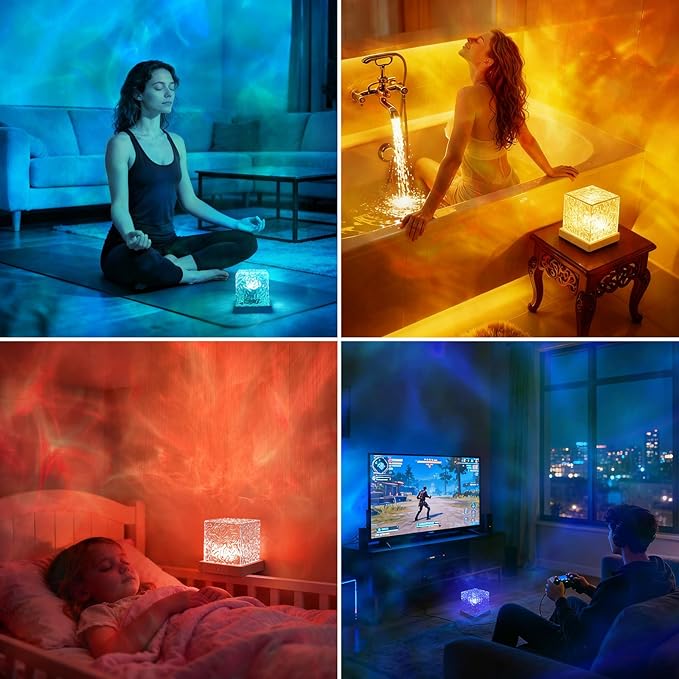 ELOUYCKE Ocean Wave Projector Light, 16 Colors Galaxy Projector Night Light Water Ripple Lamp Ambient Lighting with Remote Control, Mood Lights for Bedroom Shower Office Bar Game Room Kids Gifts