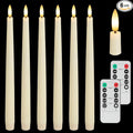 Flameless Taper Candles with 3D Wick, 11.4" Real Wax LED Candles with Remote and Timer, 6 Pack Flickering Candlesticks Battery Operated (Ivory)
