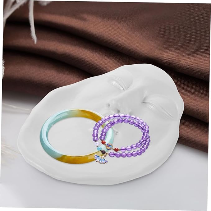 Elegant Artistic Face Resin Tray for Jewelry Storage and Candle Holder White Minimalist Decorative Organizer for Clean Girl Decor Apartment and Bathroom Accent
